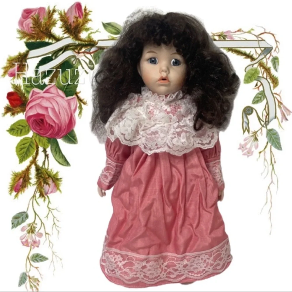 Vintage Music Box Doll Porcelain Musical Mermosa Cottage Core Lace Collectible